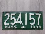 Kentekenplaat 1933 Massachusetts USA Nummerplaat Nummerbord, Verzamelen, Automerken, Motoren en Formule 1, Ophalen of Verzenden