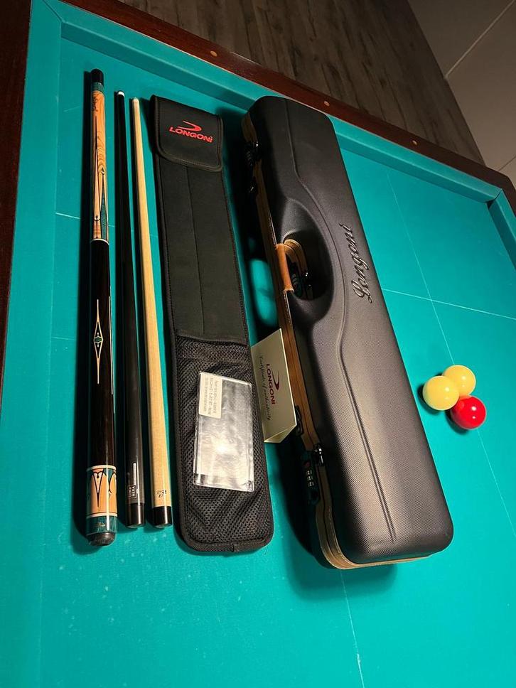 longoni galaxy ebony te koop, Sport en Fitness, Biljarten en Poolen, Zo goed als nieuw, Keu of Ballen, Ophalen of Verzenden
