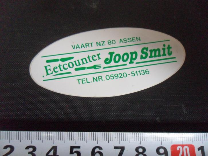 sticker assen eetcounter joop smit vaart nz 80, Verzamelen, Stickers, Zo goed als nieuw, Ophalen