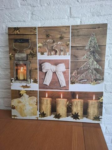 LED Canvas / schilderij. 50x50 cm. 5 lichtjes. Winter/kerst. beschikbaar voor biedingen