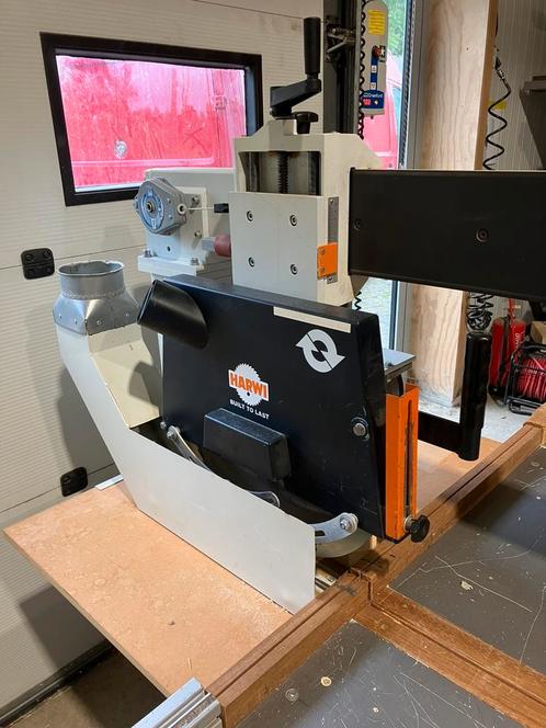 Harwi afkortzaag, Doe-het-zelf en Verbouw, Gereedschap | Zaagmachines, Gebruikt, Afkortzaag, 1200 watt of meer, 70 mm of meer