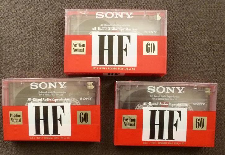 3x cassettebandjes SONY HF-60 nieuw sealed, Cd's en Dvd's, Cassettebandjes, Nieuw in verpakking, Onbespeeld, Overige genres, 2 t/m 25 bandjes