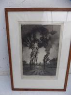Ets landschap vlaams belgie Albert Goethals  Ets 66/75, Minder dan 50 cm, Gebruikt, Ophalen of Verzenden, Schilderij