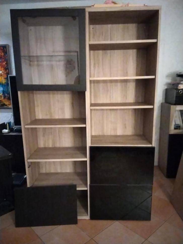 Kast met glasdeuren en dichte deuren, Huis en Inrichting, Kasten | Boekenkasten, Zo goed als nieuw, 50 tot 100 cm, 200 cm of meer