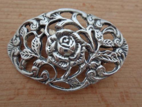 antiek zilveren broche met roos [227], Sieraden, Tassen en Uiterlijk, Broches, Zo goed als nieuw, Zilver, Zilver, 4 tot 7 cm, Verzenden