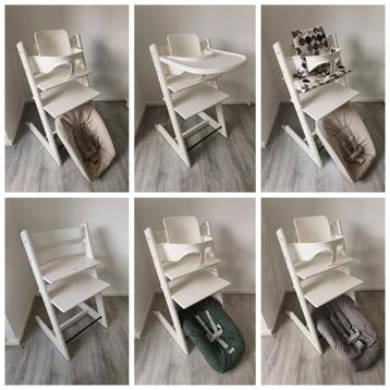6x Stokke Tripp Trapp wit complete sets:babyset,tray,newborn beschikbaar voor biedingen