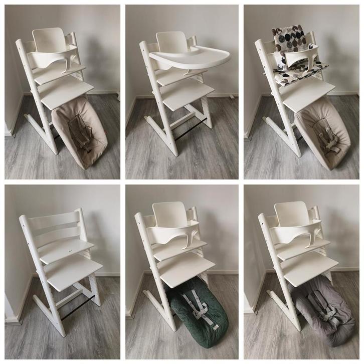 6x Stokke Tripp Trapp wit complete sets:babyset,tray,newborn, Kinderen en Baby's, Kinderstoelen, Zo goed als nieuw, Meegroeistoel