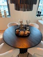 Zwarte ronde eettafel mangohout, Ophalen, Zo goed als nieuw, Rond, 100 tot 150 cm