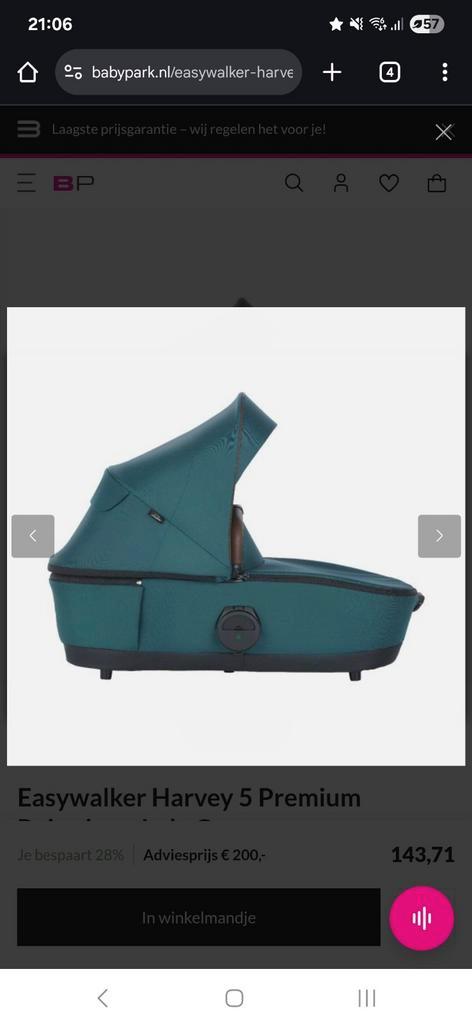 Easywalker harvey 5 premium jade green reiswieg, Kinderen en Baby's, Kinderwagens en Combinaties, Nieuw, Combiwagen, Overige merken