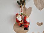 2 Mooie Vintage Kerstmis Kerstmannen aan Touw Keramiek, Verzenden, Gebruikt