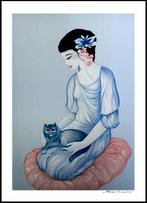 # MARA TRAN LONG # Elegante Oosterse Vrouw met Poes #, Ophalen of Verzenden