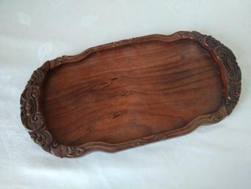ovaal DIENBLAD  met gestoken rand, notenhout, 36x 19 cm, Antiek en Kunst, Antiek | Woonaccessoires, Ophalen of Verzenden