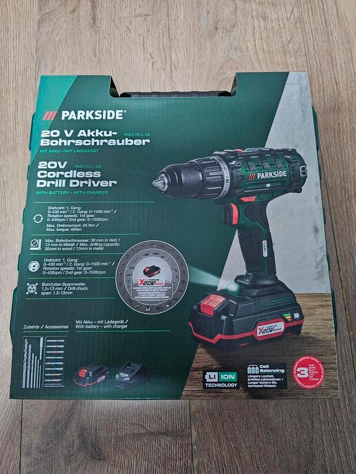 Parkside 20V Accu Schroefboormachine, Doe-het-zelf en Verbouw, Gereedschap | Boormachines, Ophalen of Verzenden