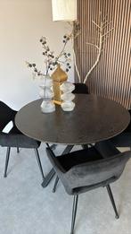 Ronde zwarte eettafel zonder de stoelen, Huis en Inrichting, Ophalen, Gebruikt, 100 tot 150 cm, Rond