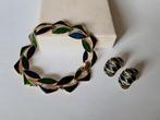 Oude sieraden emaille inleg blauw groen oorbellen clips, Sieraden, Tassen en Uiterlijk, Antieke sieraden, Verzenden, Overige materialen