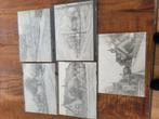 Te koop 5 tekeningen van m baas, Antiek en Kunst, Ophalen of Verzenden