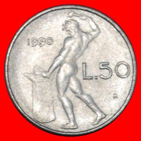 Ⰶ VULCAN (1990-1995): ITALY 50 LIRAS 1990R UNCOMMON! UNC!, Postzegels en Munten, Munten | Europa | Niet-Euromunten, Losse munt