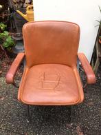 Vintage lage fauteil leer, Huis en Inrichting, Fauteuils, Ophalen, Modern design, Gebruikt, Minder dan 75 cm