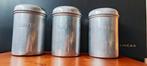 3x vintage aluminium voorraadbus voor koffie, thee en suiker, Ophalen of Verzenden, Gebruikt