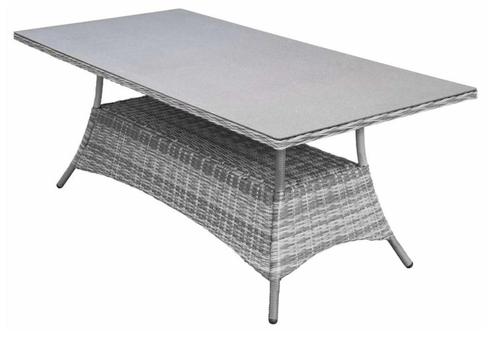 Tuintafel Dublin 180x90cm | Keramiek & Wicker, Tuin en Terras, Tuintafels, Zo goed als nieuw, Rechthoekig, Wicker, Ophalen of Verzenden