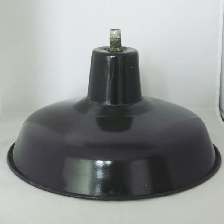 Vintage industriële lampenkap, Huis en Inrichting, Lampen | Lampenkappen, Gebruikt, Rond, Wit, Zwart, Ophalen of Verzenden