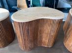 Bijzettafeltje travertin japandi stijl organische 50x33x44, Huis en Inrichting, Ophalen, Minder dan 55 cm, Nieuw, Overige vormen