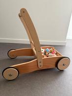 Houten loopwagen met blokken - blokkenkar, Ophalen, Zo goed als nieuw, Bouwen