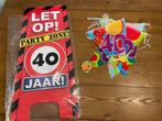 Feestbord 40 jaar, slingers en button, Ophalen of Verzenden, Zo goed als nieuw, Versiering, Verjaardag