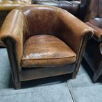 Nette compacte Schapenleren club fauteuil + BEZORGING GRATIS, Gebruikt, ., Ophalen of Verzenden, .