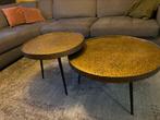 Setje salon tafels goud mat zwart, Ophalen, Rond, 50 tot 100 cm, Zo goed als nieuw