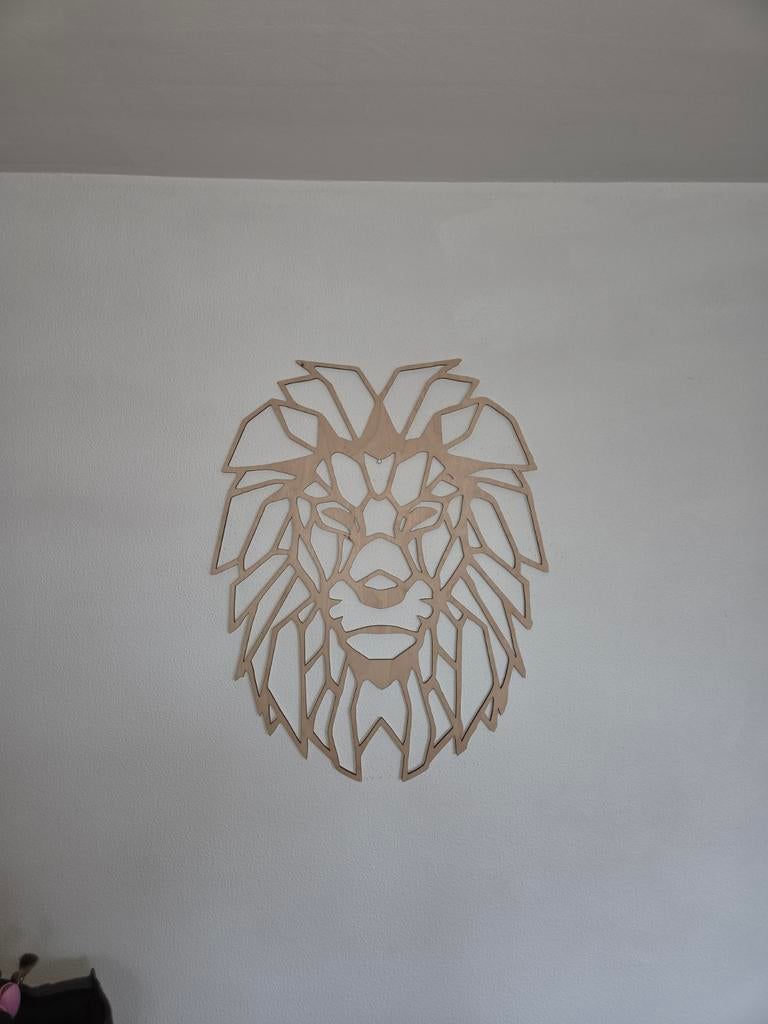 Geometrische Houten Leeuwenkop Wanddecoratie, Ophalen of Verzenden, Zo goed als nieuw