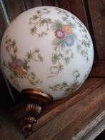 Vintage hanglamp melkglas met bloemen/messing, Ophalen of Verzenden