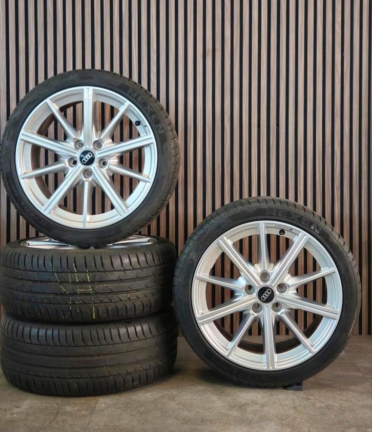 Nette 18" Orig AUDI Sport A3 Velgen+Goede Zomerbanden 5x112, Auto-onderdelen, Banden en Velgen, Velg(en), Zomerbanden, 18 inch
