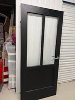 Massief Houten Opdekdeur met Glas - Zwart 211,5 x 93, Doe-het-zelf en Verbouw, Deuren en Horren, Ophalen, Gebruikt, 80 tot 100 cm