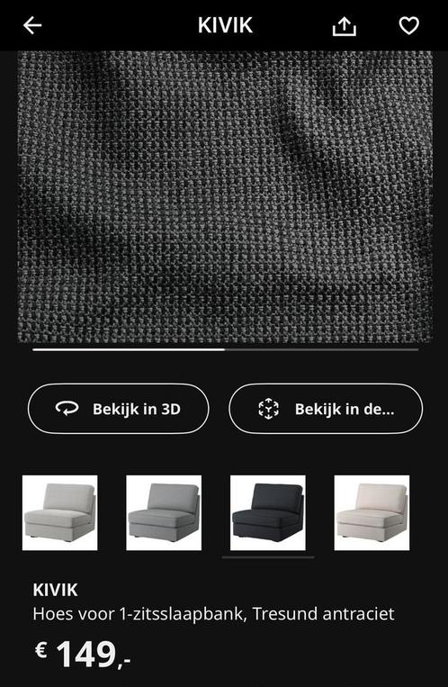 Hoes voor Ikea Kivik 1-zits slaapbank, Tresund Antraciet, Huis en Inrichting, Slaapkamer | Slaapbanken, Zo goed als nieuw, 90 cm