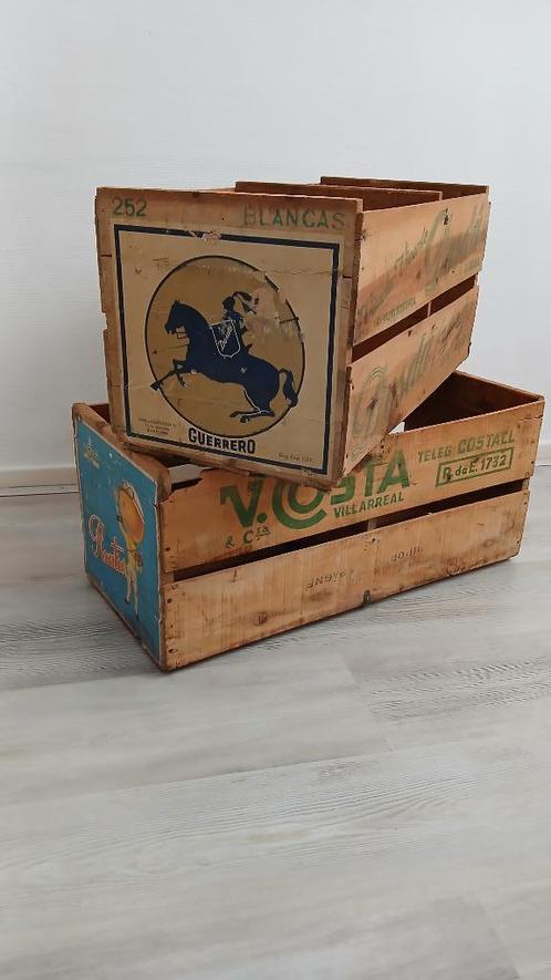 Set van 2 vintage fruitkisten, Huis en Inrichting, Woonaccessoires | Kisten, Gebruikt, Minder dan 50 cm, 50 tot 75 cm, Minder dan 50 cm