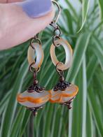 Vintage Lampwork glaskralen oorbellen #3547, Verzenden, Gebruikt, Glas, Hangers