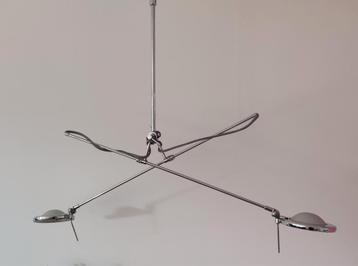 Strakke design hanglamp in chroom met 2 lichtpunten  beschikbaar voor biedingen