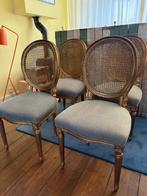 4x Louis XVI medaillon stoel goud met blauw fluweel, Ophalen, Gebruikt, Blauw, Riet of Rotan