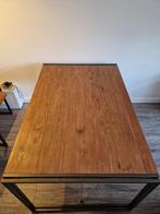 D-Bodhi eettafel teakhout met metalen onderstel industrieel, Huis en Inrichting, Tafels | Eettafels, Ophalen, Teakhout, 50 tot 100 cm
