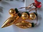Oude kerstballen toef goudkleurig, Verzenden, Gebruikt