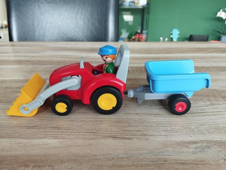 Playmobil 123 Boer met tractor en aanhangwagen 6964, Kinderen en Baby's, Speelgoed | Playmobil, Zo goed als nieuw, Ophalen of Verzenden