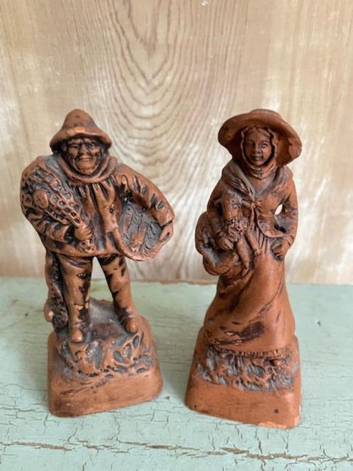2 x vintage terracotta beeld Francis Lacour. Man en vrouw, Verzamelen, Beelden en Beeldjes, Zo goed als nieuw, Mens, Ophalen