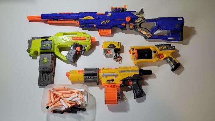 Nerf N-Strike Collectie - 5 Guns en Pijltjes, Kinderen en Baby's, Speelgoed | Overig, Gebruikt, Jongen of Meisje, Ophalen