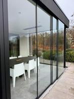 Glazen schuifwand voor terras of veranda, Doe-het-zelf en Verbouw, Glas en Ramen, Ophalen, Gebruikt, 80 tot 120 cm, 160 cm of meer