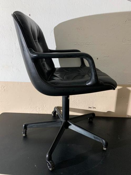 Mooie leren vintage Comforto bureaustoel in Pollock stijl, Huis en Inrichting, Stoelen, Gebruikt, Eén, Leer, Metaal, Zwart, Ophalen