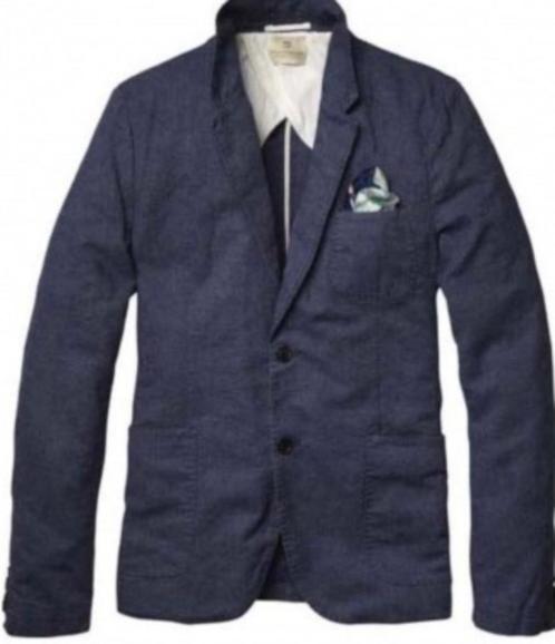 Scotch & Soda katoen/linnen colbert maat XXL/54, Kleding | Heren, Kostuums en Colberts, Zo goed als nieuw, Overige maten, Blauw