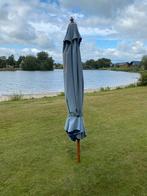 Parasol, staand, diameter doek 3 ,5 m. Grijs/blauw,, Ophalen, Verstelbaar, Gebruikt, Stokparasol