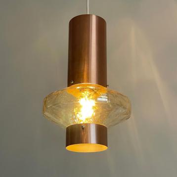 vintage Deens design LAMP koper met amber kelk Mid Century beschikbaar voor biedingen