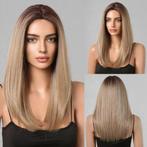 Lace front pruik lang roomblond steil haar in laagjes Karli, Verzenden, Nieuw, Pruik of Haarverlenging